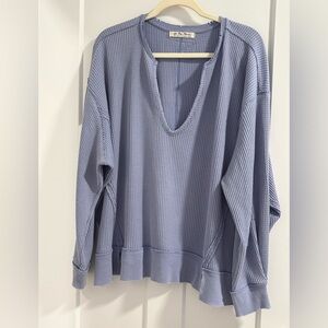 Free People, We The Free Lavender Waffle Knit Top